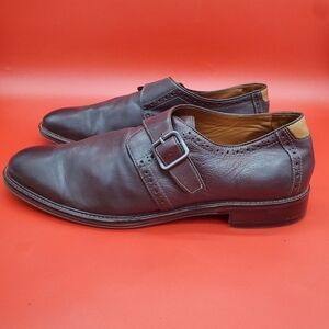 J & M Flex Johnston & Murphy Burgundy Deerskin Leather Mens 12M Buckle Shoes